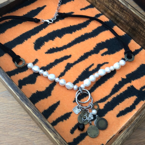 Silpada Faux Leather SS Brass Coin Necklace - Picture 6 of 8